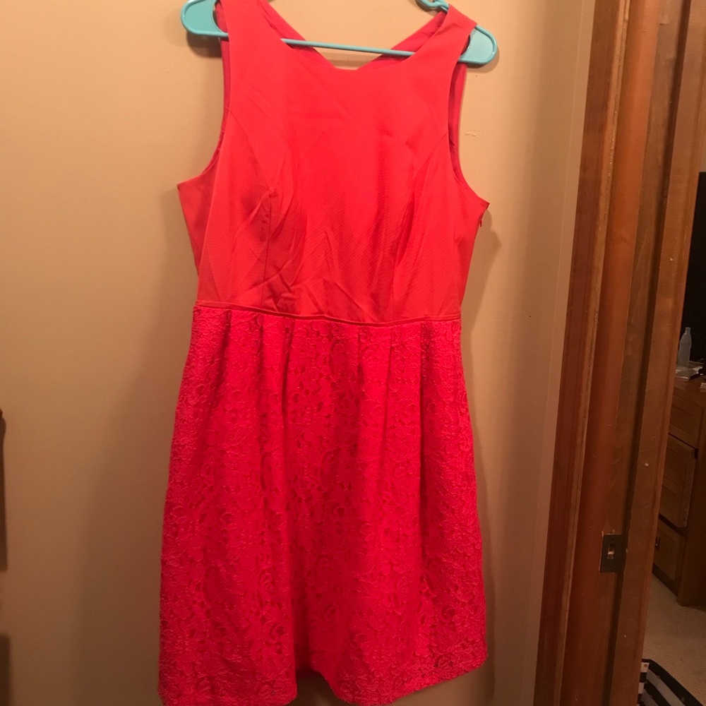 Adrianna Papell Lace Coral Pink Dress